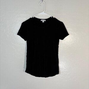 James Perse Shirt Womens XS 0 Black Crewneck Short Sleeve Modal Cotton Tee